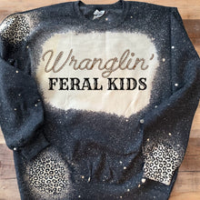 Load image into Gallery viewer, Wranglin’ Feral Kids W/leopard or cow patches Bleached Tee or Sweatshirt