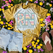 Load image into Gallery viewer, Floral pastel Nurse bleached tee