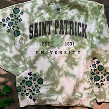 Load image into Gallery viewer, St. Patrick’s Day Dyed sweatshirt with Patches