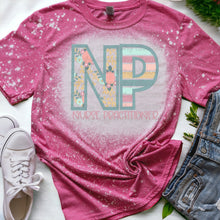 Load image into Gallery viewer, Floral pastel Nurse bleached tee