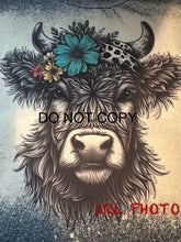 Load image into Gallery viewer, Floral Highland cow bleached tee