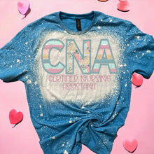 Load image into Gallery viewer, Floral pastel Nurse bleached tee