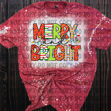 Load image into Gallery viewer, Merry & Bright Bleached tee