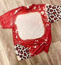Load image into Gallery viewer, Leopard Sleeve Blank bleached tee choose your own color