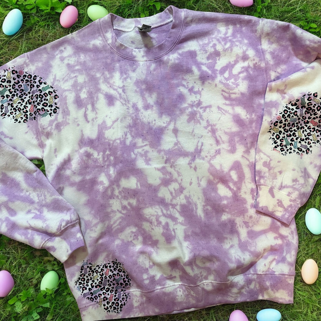 BLANK Purple dyed Sweatshirt with Bunny Leopard print