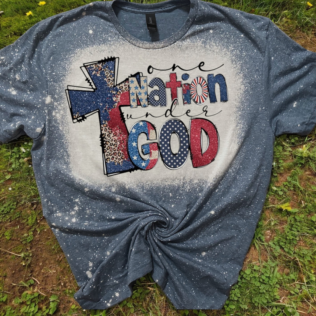 One nation under GOD  bleached tee