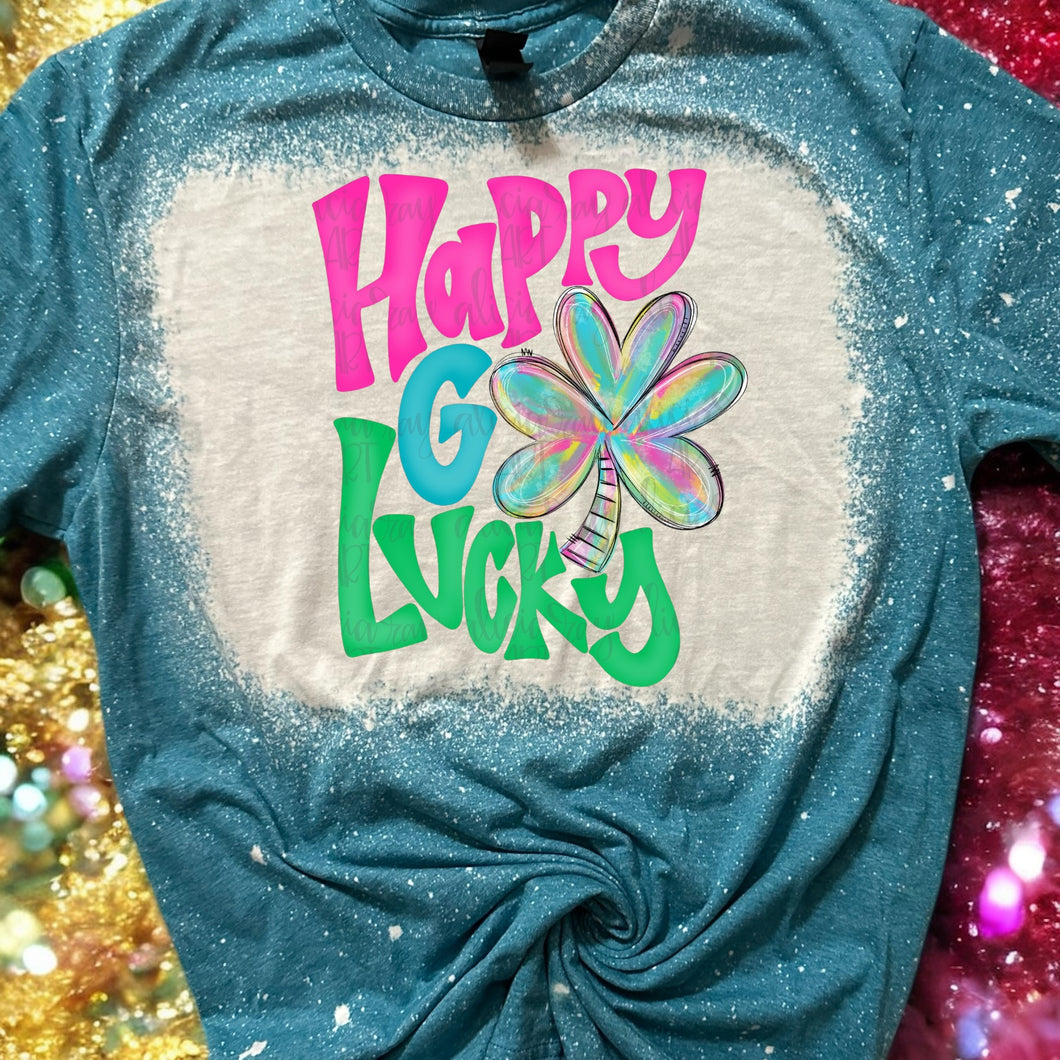 Happy Go Lucky bleached tee