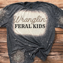 Load image into Gallery viewer, Wranglin’ Feral Kids W/leopard or cow patches Bleached Tee or Sweatshirt
