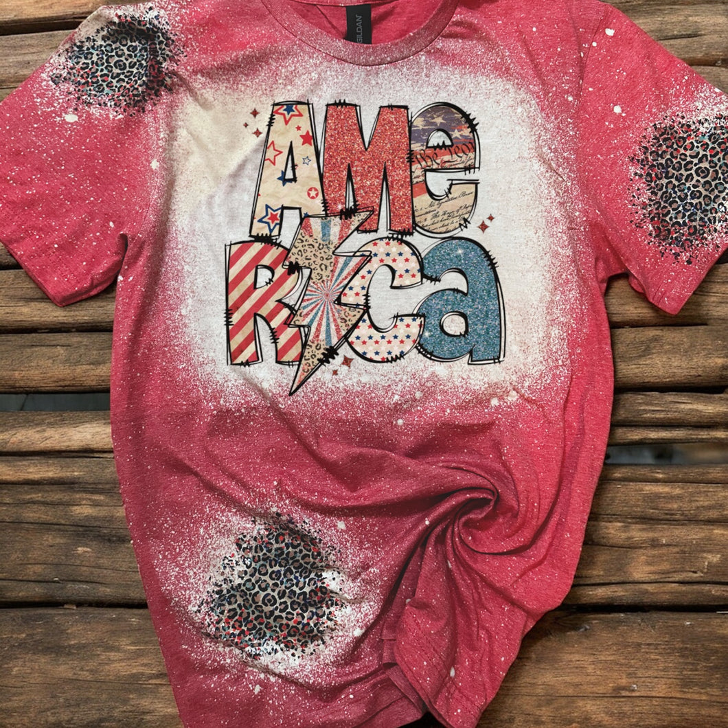 America with patches bleached tee