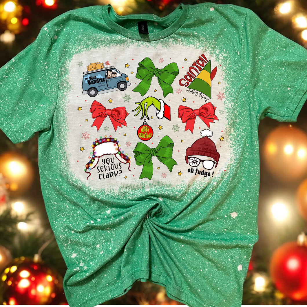 Christmas Movie Collage Bleached Tee