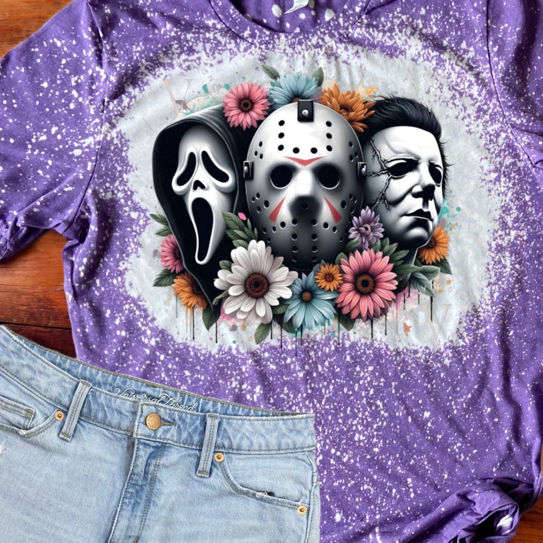 Floral Horror Bleached tee