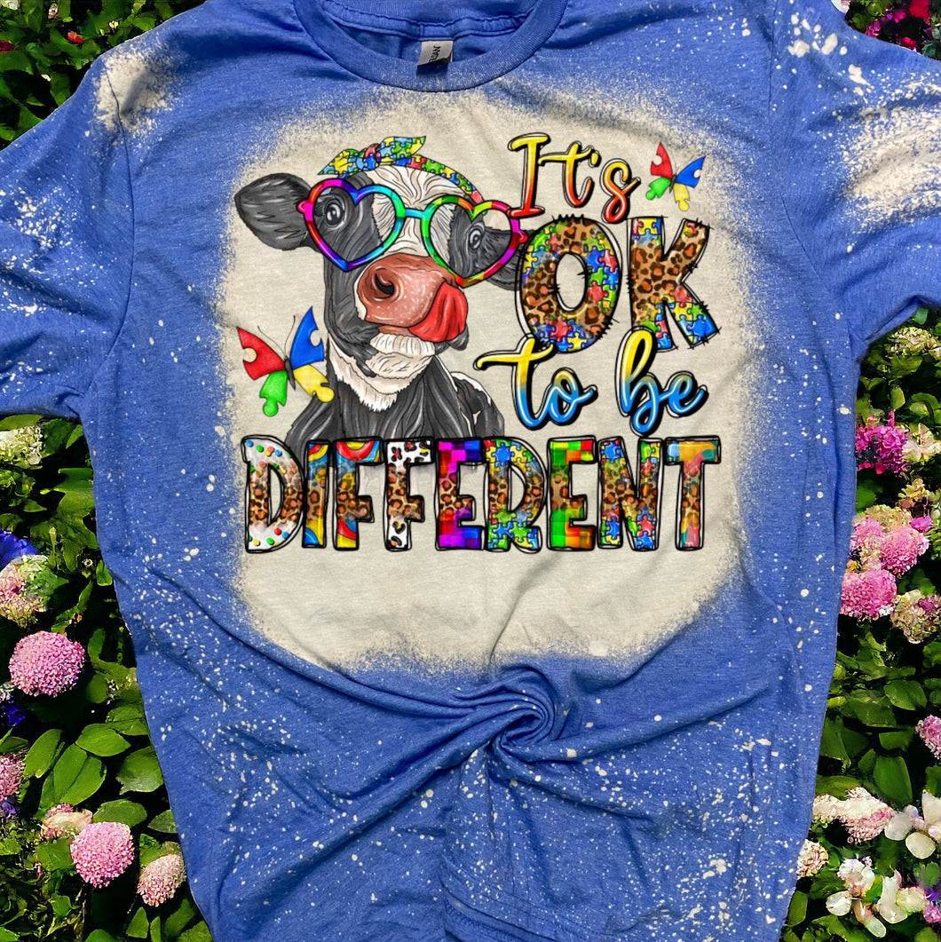 Its ok to be different (cow) bleached tee