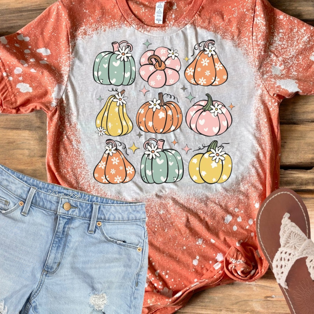 Retro Pumpkins Bleached tee