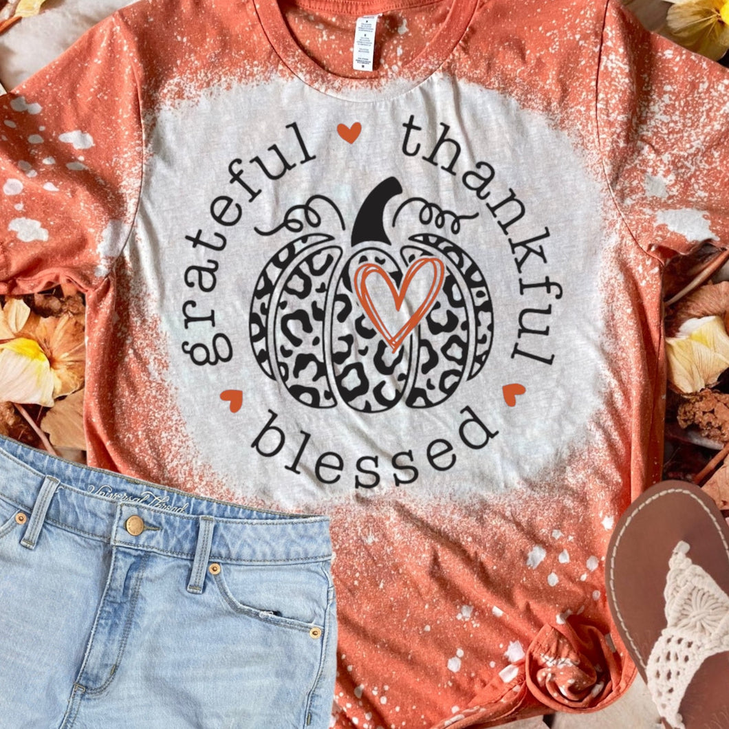 Grateful, Thankful, Blessed Bleached tee