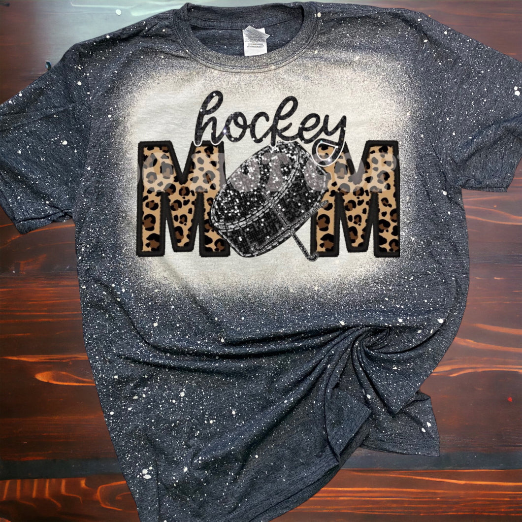 Hockey Mom bleached tee