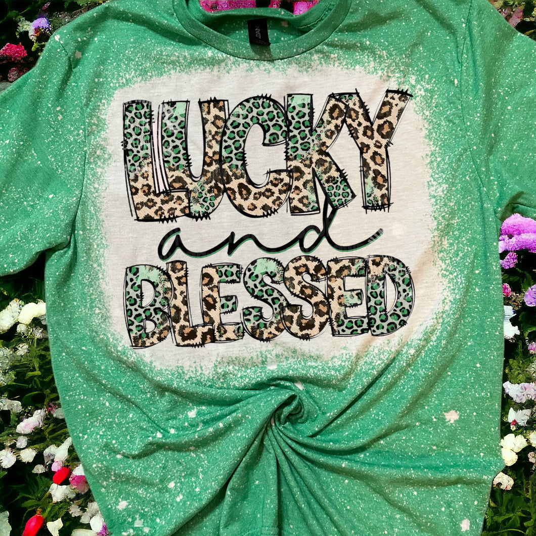 Lucky & Blessed bleached tee