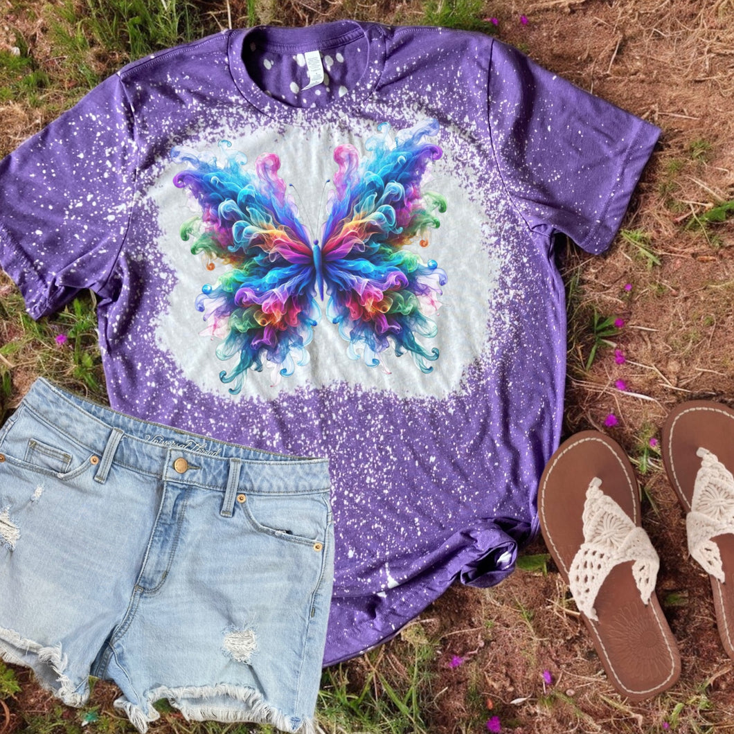 Watercolor Butterfly bleached tee