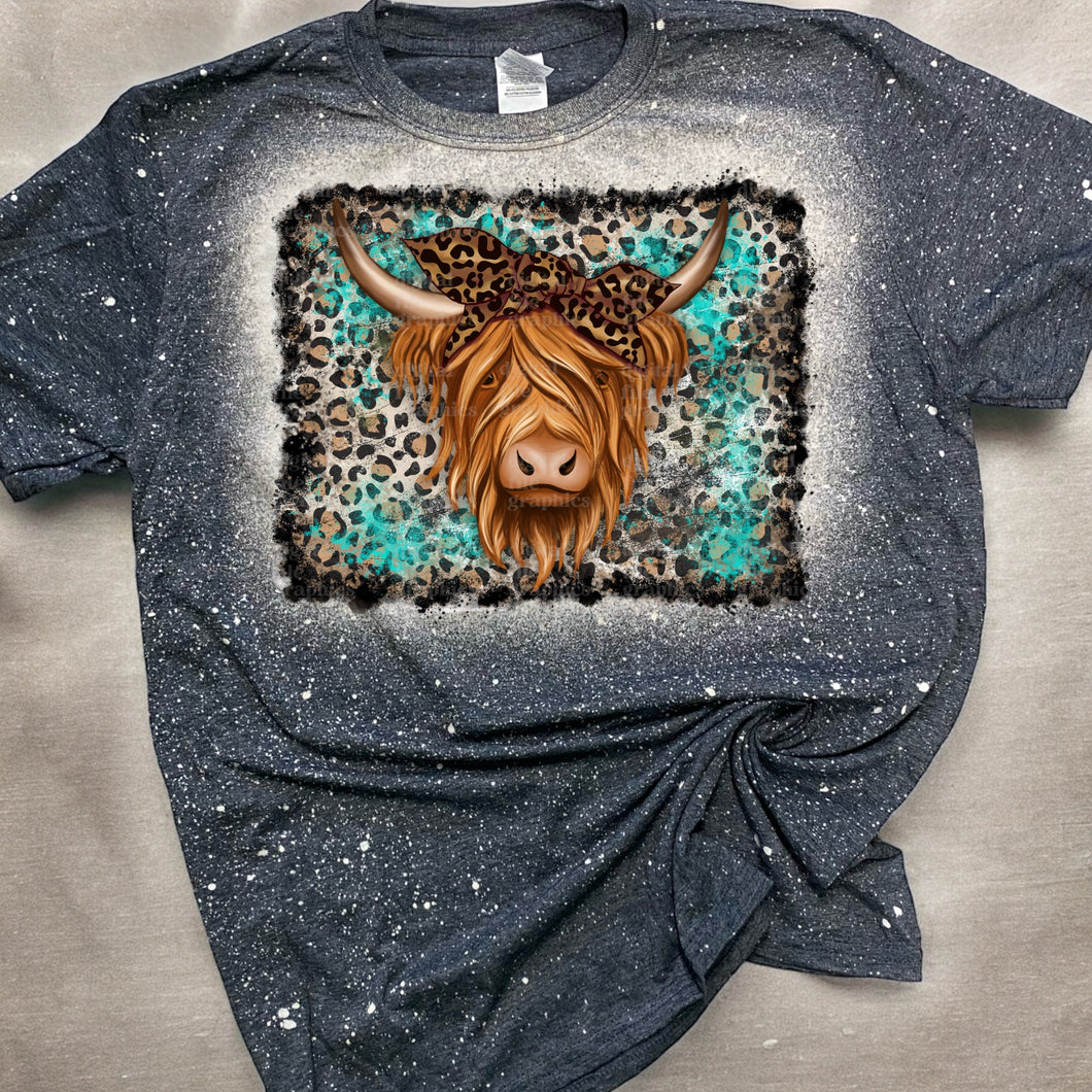 Highland Cow bleached tee