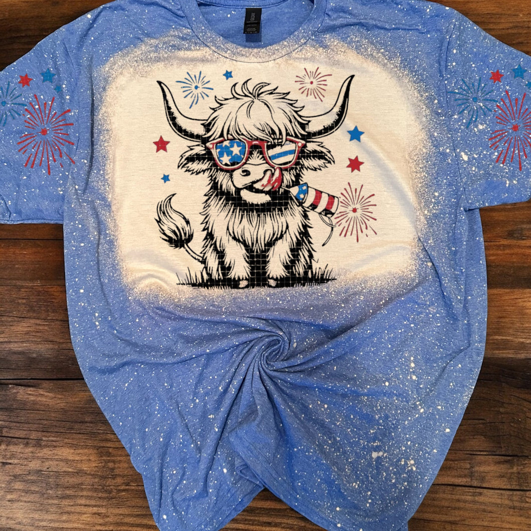 American Highland Cow bleached tee