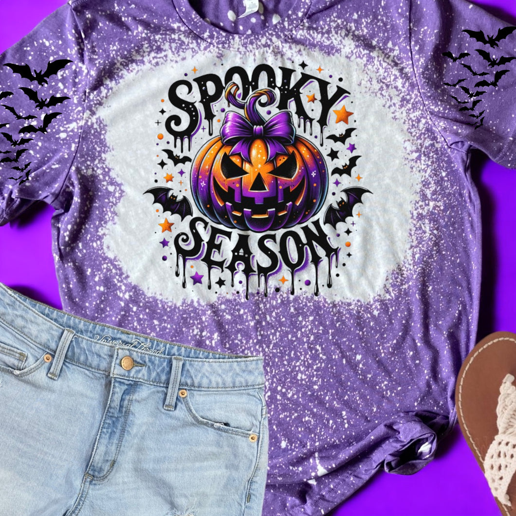 Spooky Season with Bats Bleached tee