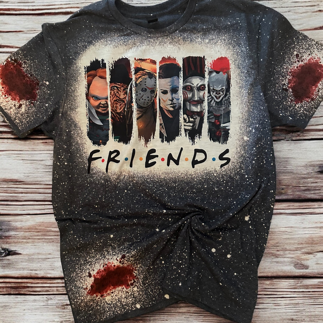 Spooky Friends with patches Bleached tee