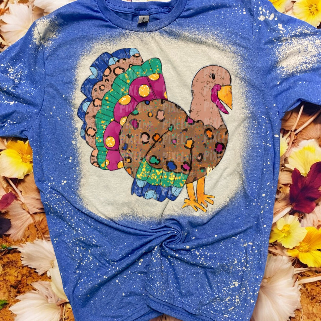 Watercolor Turkey bleached tee