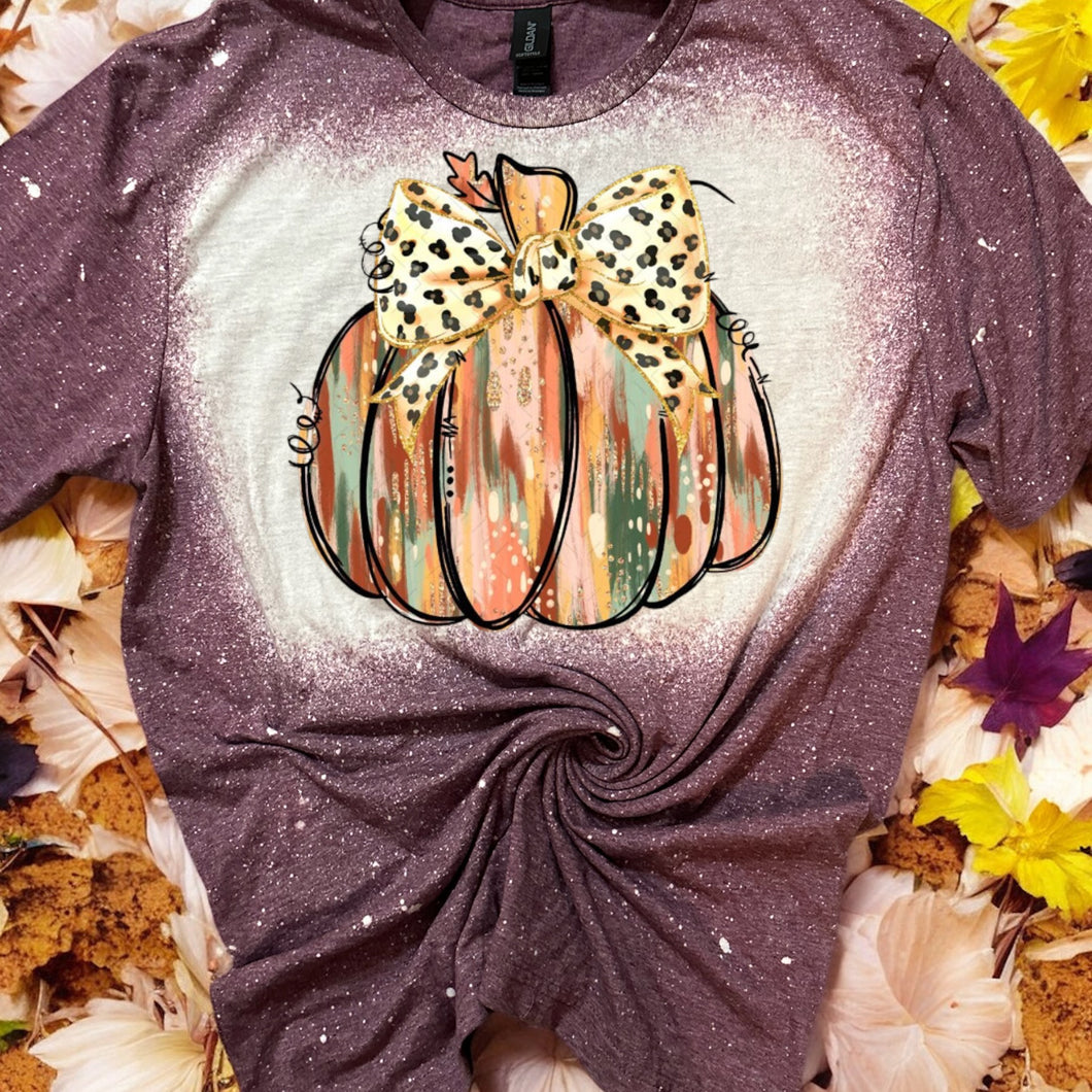 Watercolor Pumpkin bleached tee