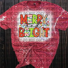 Load image into Gallery viewer, Merry &amp; Bright Bleached tee
