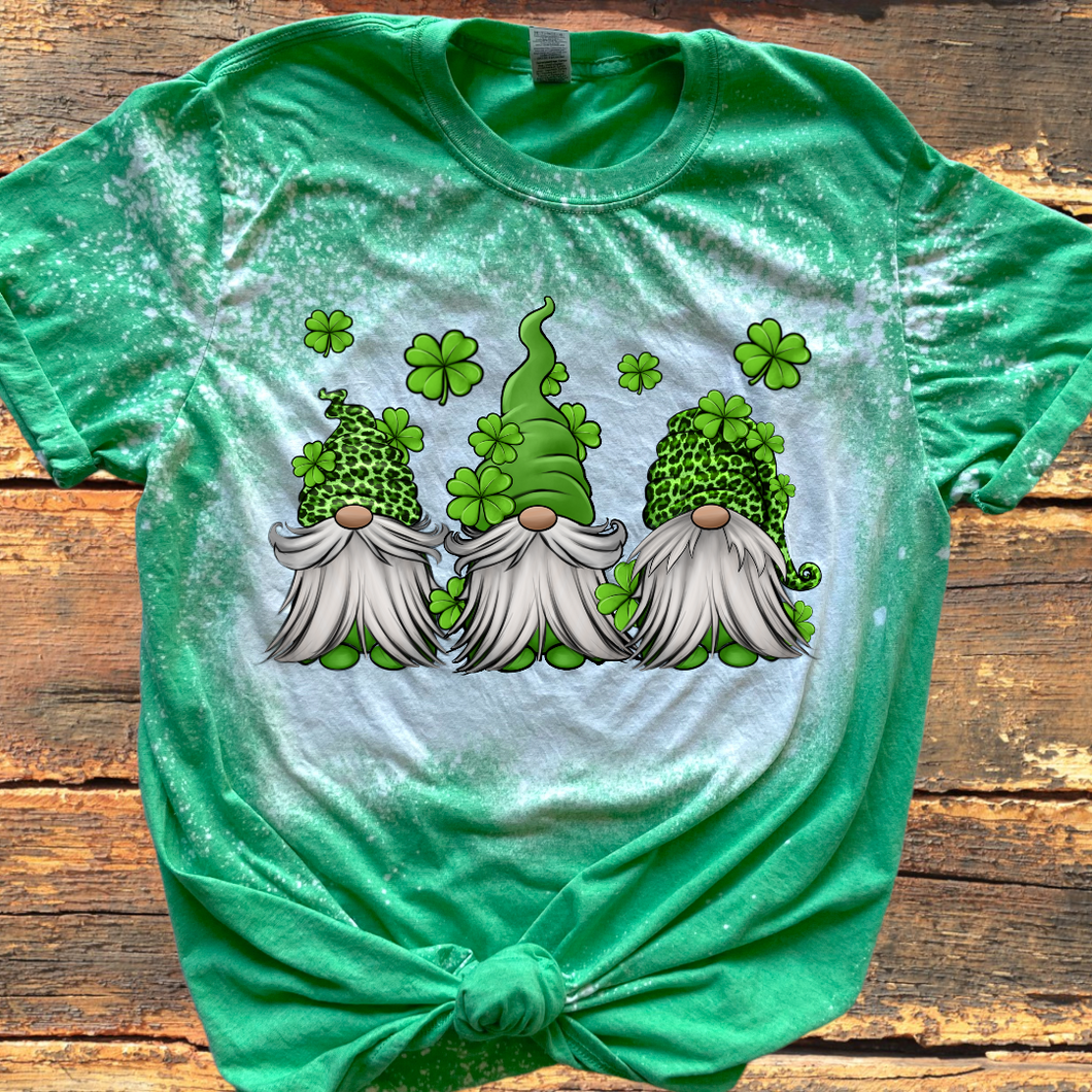 St. Patrick’s Day Gnomes bleached tee