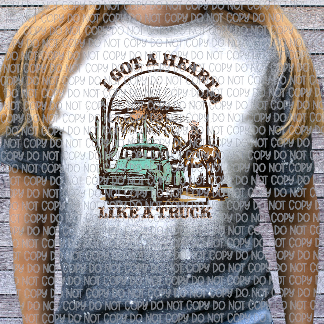 Heart like a truck bleached tee