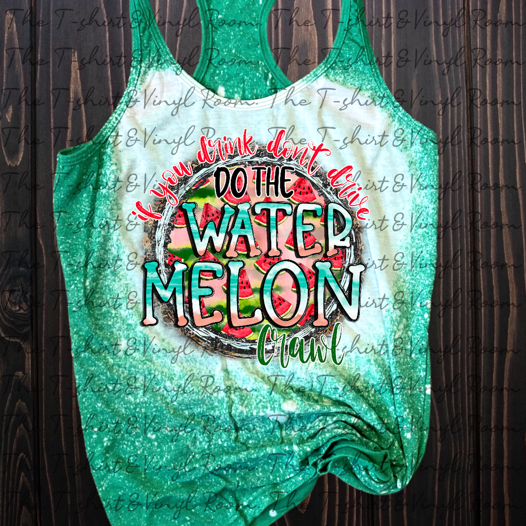 Watermelon Crawl bleached tee or tank