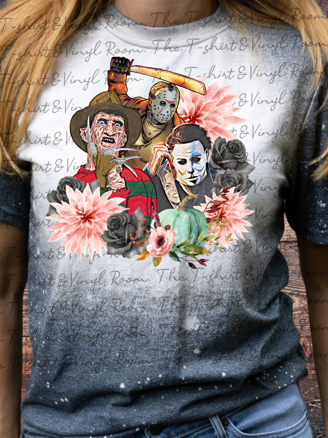 Floral Horror Bleached tee