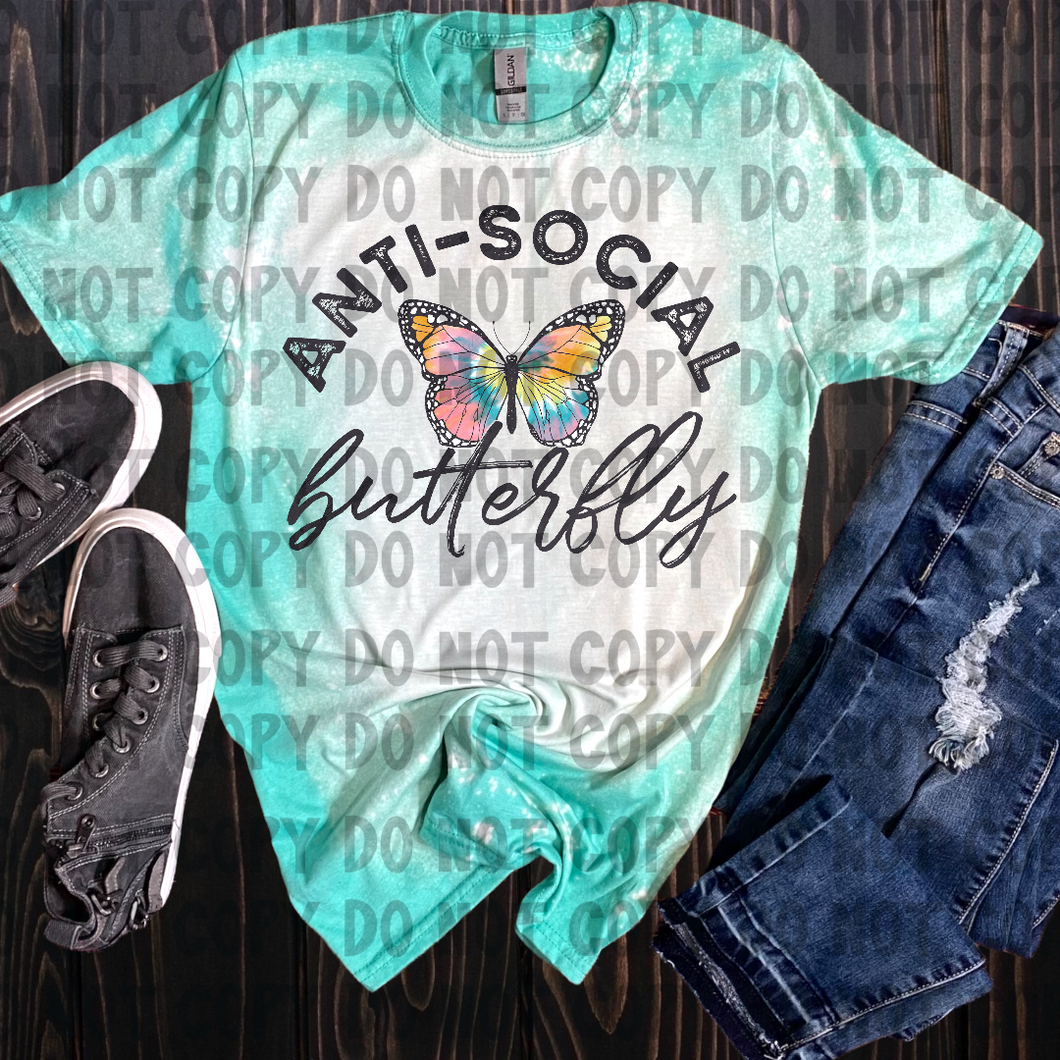 Anti-Social Butterfly bleached tee