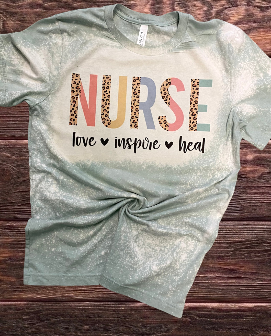 Nurse Love Inspire Heal bleached tee